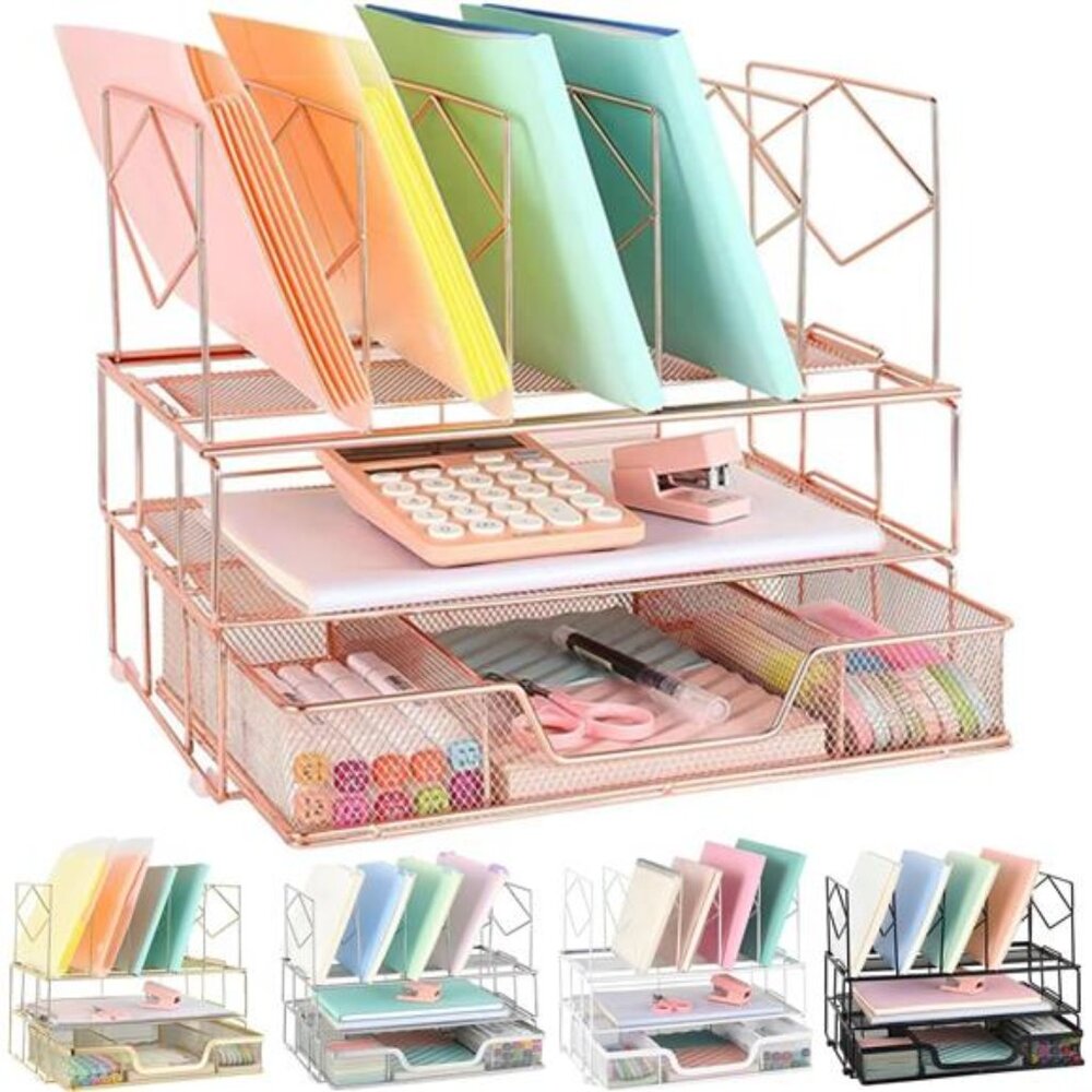 Youbetia Desk Organizers and Desk Accessories - Rose Gold Desk Organizer